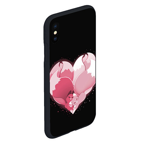 Чехол iPhone XS Max матовый Сердце Две Кицуне / 3D-Черный – фото 2