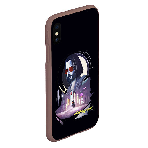 Чехол iPhone XS Max матовый Cyberpunk 2077 Киану в игре / 3D-Коричневый – фото 2
