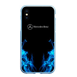 Чехол iPhone XS Max матовый Mercedes-Benz Fire, цвет: 3D-голубой