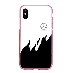 Чехол iPhone XS Max матовый Mercedes-Benz нарисованный огонь, цвет: 3D-розовый