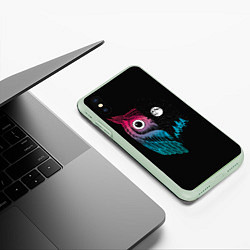 Чехол iPhone XS Max матовый Ночная сова Градиент, цвет: 3D-салатовый — фото 2