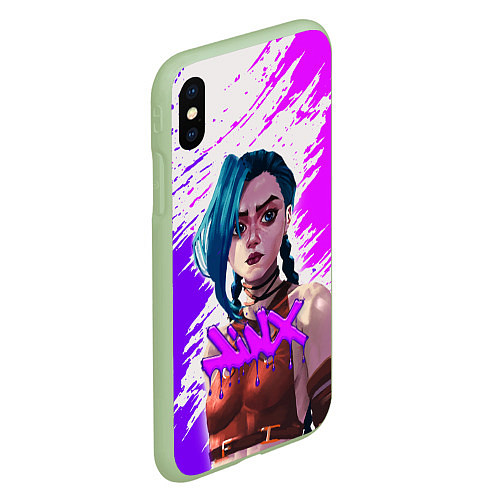 Чехол iPhone XS Max матовый Arcane ДЖИНКС League Of Legends / 3D-Салатовый – фото 2