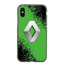 Чехол iPhone XS Max матовый Renault марка авто, цвет: 3D-темно-зеленый