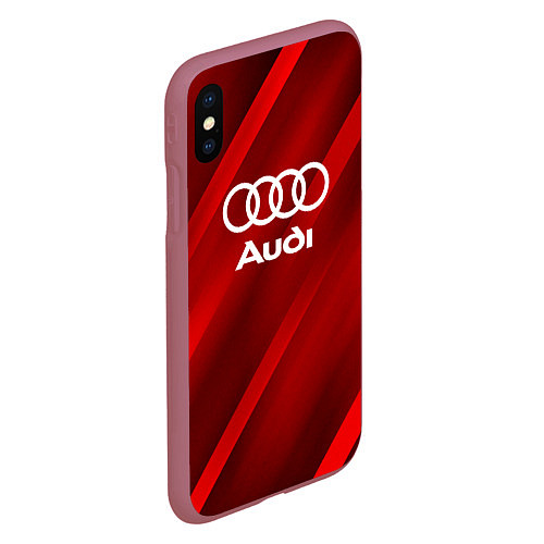 Чехол iPhone XS Max матовый Audi red полосы / 3D-Малиновый – фото 2