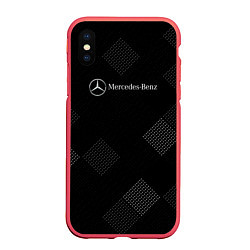 Чехол iPhone XS Max матовый Mercedes-Benz - В клетку, цвет: 3D-красный