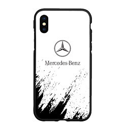 Чехол iPhone XS Max матовый Mercedes-Benz - White texture, цвет: 3D-черный