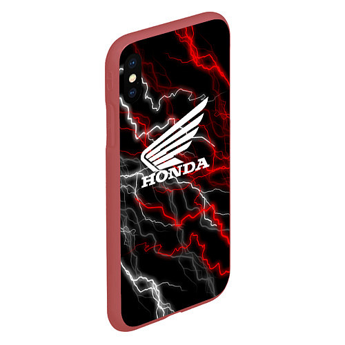 Чехол iPhone XS Max матовый Honda Разряд молнии / 3D-Красный – фото 2