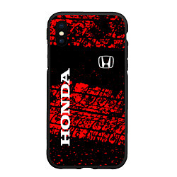 Чехол iPhone XS Max матовый Honda Следы от шин, цвет: 3D-черный