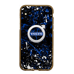 Чехол iPhone XS Max матовый Volvo - Брызги красок, цвет: 3D-коричневый