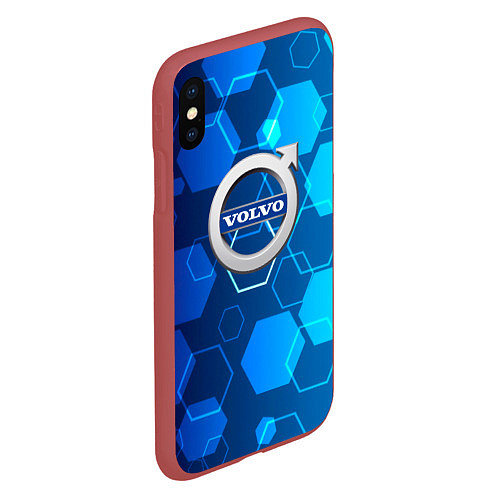 Чехол iPhone XS Max матовый Volvo Sport соты / 3D-Красный – фото 2