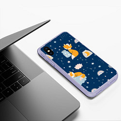 Чехол iPhone XS Max матовый Спящий лисенокsleeping fox, цвет: 3D-светло-сиреневый — фото 2