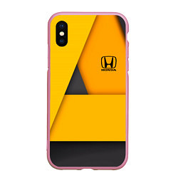 Чехол iPhone XS Max матовый Honda - Yellow, цвет: 3D-розовый