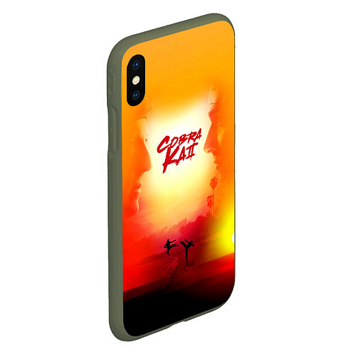 Чехол iPhone XS Max матовый Кобра Кай Закат Градиент Cobra Kai Sun / 3D-Темно-зеленый – фото 2