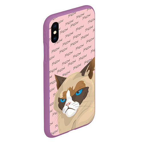 Чехол iPhone XS Max матовый Angry Cat Злой кот / 3D-Фиолетовый – фото 2