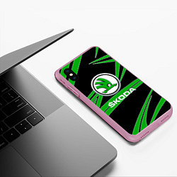 Чехол iPhone XS Max матовый Skoda: Geometry, цвет: 3D-розовый — фото 2