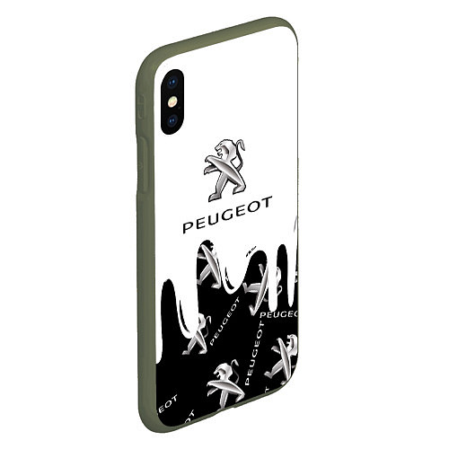 Чехол iPhone XS Max матовый Peugeot подтёки паттерн / 3D-Темно-зеленый – фото 2