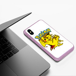 Чехол iPhone XS Max матовый Пикачу злой Pokemon, цвет: 3D-сиреневый — фото 2