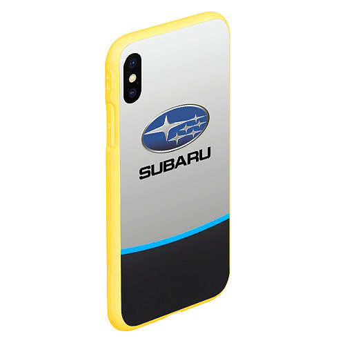 Чехол iPhone XS Max матовый Subaru Неоновая полоса / 3D-Желтый – фото 2