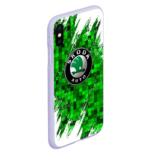 Чехол iPhone XS Max матовый Skoda green мозаика / 3D-Светло-сиреневый – фото 2