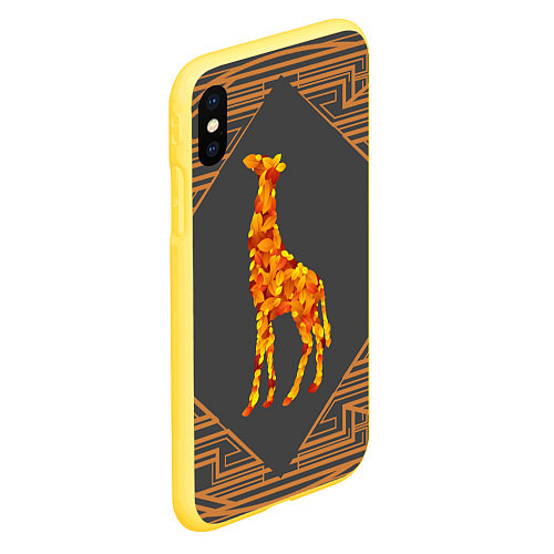 Чехол iPhone XS Max матовый Жираф из листьев / 3D-Желтый – фото 2