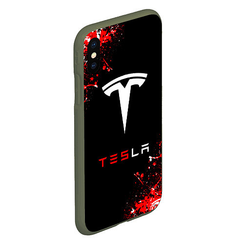 Чехол iPhone XS Max матовый Tesla sport auto / 3D-Темно-зеленый – фото 2