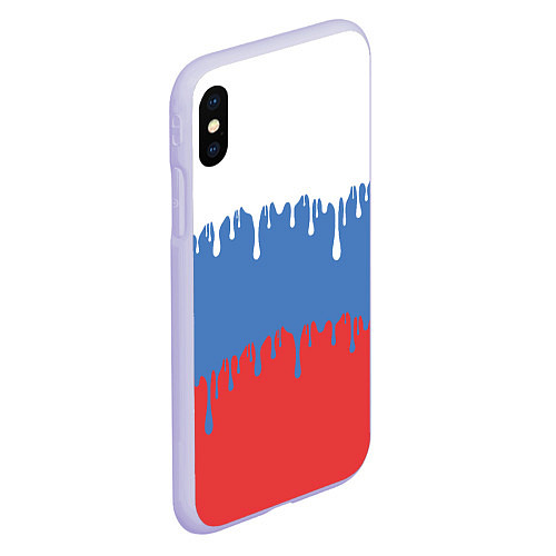 Чехол iPhone XS Max матовый Флаг России потёки / 3D-Светло-сиреневый – фото 2