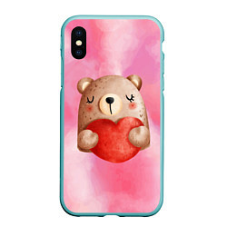 Чехол iPhone XS Max матовый Медвежонок с сердечком День влюбленных