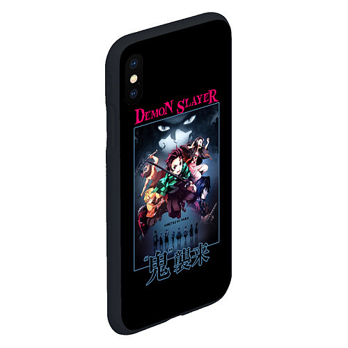 Чехол iPhone XS Max матовый Клинок, рассекающий демонов - плакат / 3D-Черный – фото 2
