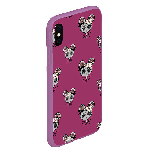 Чехол iPhone XS Max матовый Ниндзя-мыши Клинок, рассекающий демонов Kimetsu no / 3D-Фиолетовый – фото 2