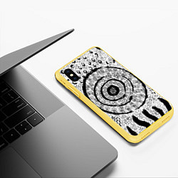 Чехол iPhone XS Max матовый Наскальные узоры, цвет: 3D-желтый — фото 2