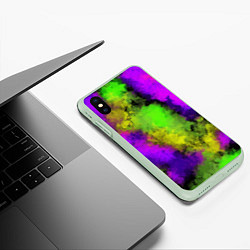 Чехол iPhone XS Max матовый Акварель за стеклом, цвет: 3D-салатовый — фото 2