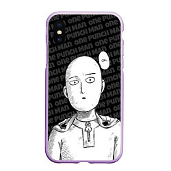 Чехол iPhone XS Max матовый One Punch Man - Сайтама Ванпанчмен, цвет: 3D-сиреневый