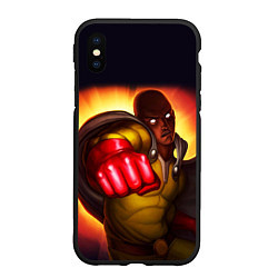 Чехол iPhone XS Max матовый Ванпанчмен Сайтама - One Punch Man, цвет: 3D-черный