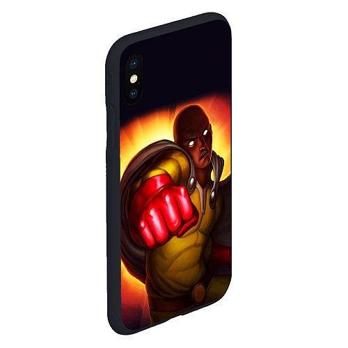 Чехол iPhone XS Max матовый Ванпанчмен Сайтама - One Punch Man / 3D-Черный – фото 2