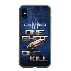 Чехол iPhone XS Max матовый One Shot One Kill CS GO, цвет: 3D-темно-зеленый