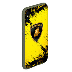 Чехол iPhone XS Max матовый Lamborghini Gold Sport, цвет: 3D-темно-зеленый — фото 2