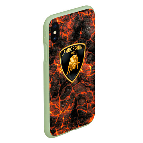 Чехол iPhone XS Max матовый Lamborghini - Вулкан из щелей / 3D-Салатовый – фото 2