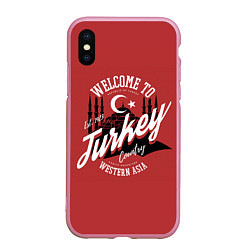 Чехол iPhone XS Max матовый Турция - Turkey, цвет: 3D-розовый