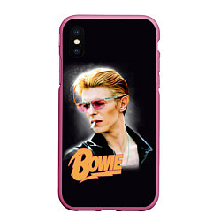 Чехол iPhone XS Max матовый David Bowie Smoking, цвет: 3D-малиновый
