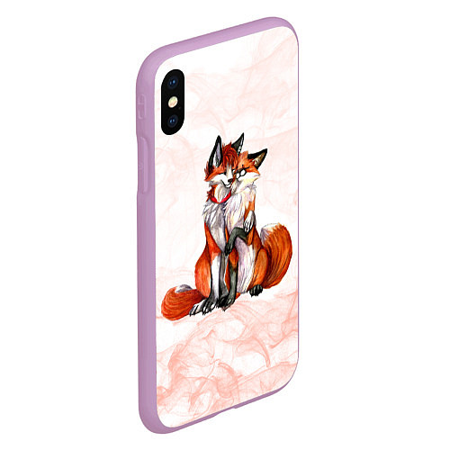 Чехол iPhone XS Max матовый Влюблённые Лисы Love / 3D-Сиреневый – фото 2