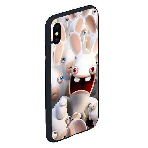 Чехол iPhone XS Max матовый Бешеные кролики в толпе / 3D-Черный – фото 2