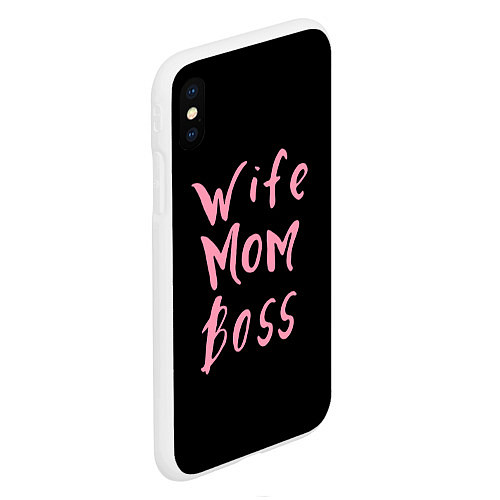 Чехол iPhone XS Max матовый Wife Mom Boss / 3D-Белый – фото 2