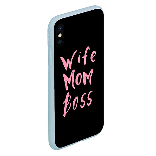 Чехол iPhone XS Max матовый Wife Mom Boss / 3D-Голубой – фото 2