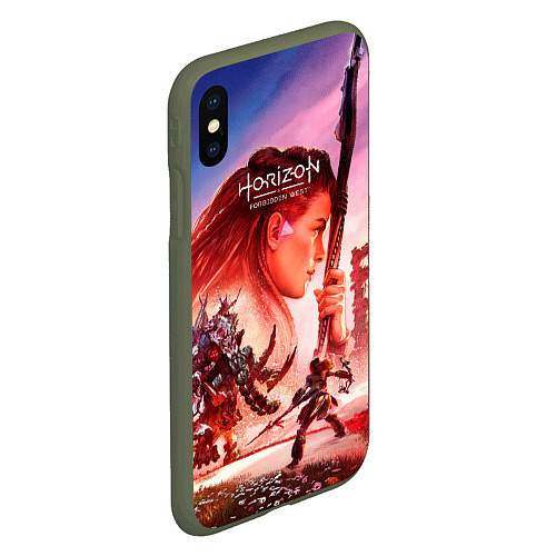 Чехол iPhone XS Max матовый Horizon Forbidden West game poster / 3D-Темно-зеленый – фото 2