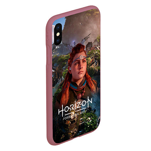 Чехол iPhone XS Max матовый Horizon Forbidden West Элой / 3D-Малиновый – фото 2