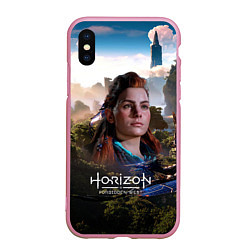 Чехол iPhone XS Max матовый Aloy Horizon Forbidden West game, цвет: 3D-розовый