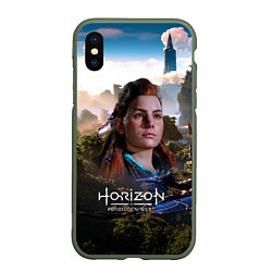 Чехол iPhone XS Max матовый Aloy Horizon Forbidden West game