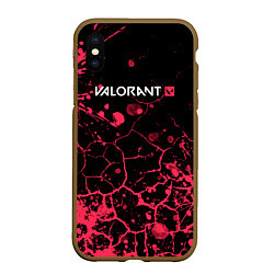 Чехол iPhone XS Max матовый Valorant: Брызги красок трещины, цвет: 3D-коричневый