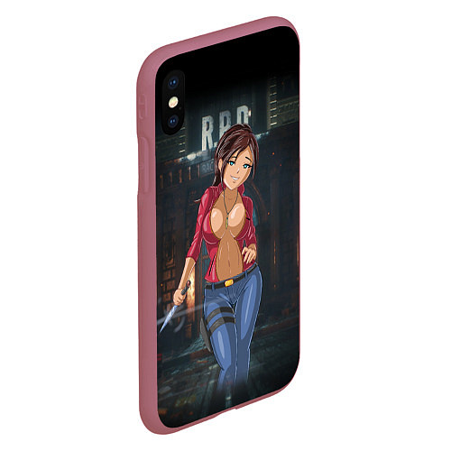 Чехол iPhone XS Max матовый Claire Redfield from Resident Evil 2 remake by sex / 3D-Малиновый – фото 2