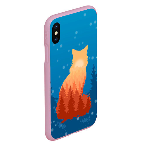 Чехол iPhone XS Max матовый Лисица 3D / 3D-Розовый – фото 2